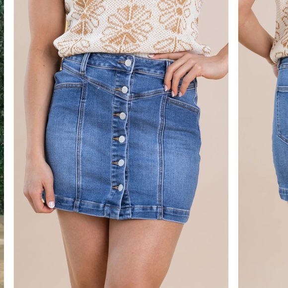 Sneak Peek Dresses & Skirts - Sneak Peek Blue Denim Buttoned Skirt Size Small
